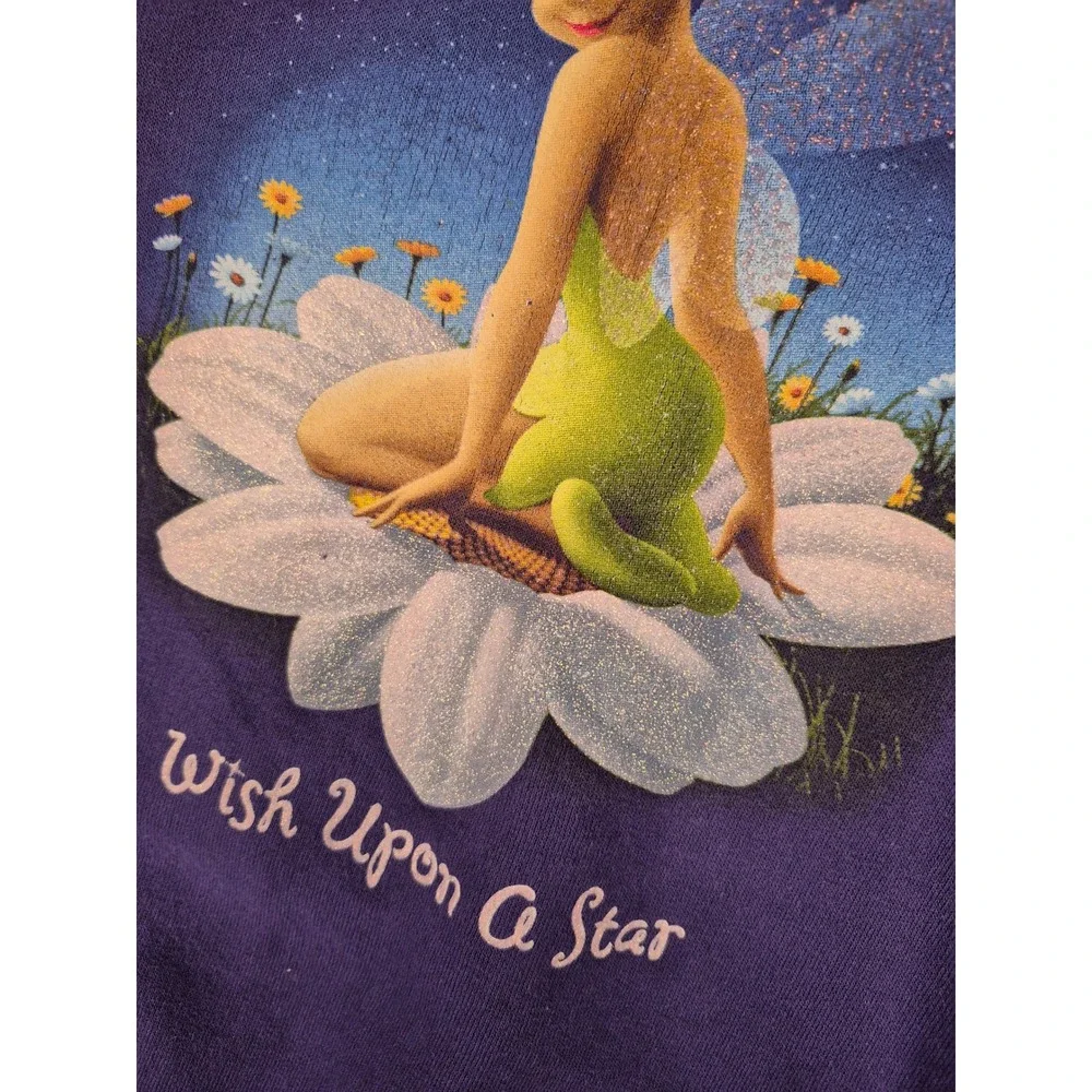 Disney Store Vintage Tinker Bell Wish Upon A Star Purple Sweatshirt Mens L - Picture 4 of 9